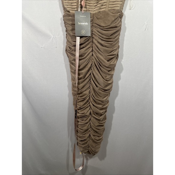 NEW $269 House Of Cb [ XS ] JOSEPHINE Taupe Pleated Corset Midi Dress T2013 - Picture 15 of 15